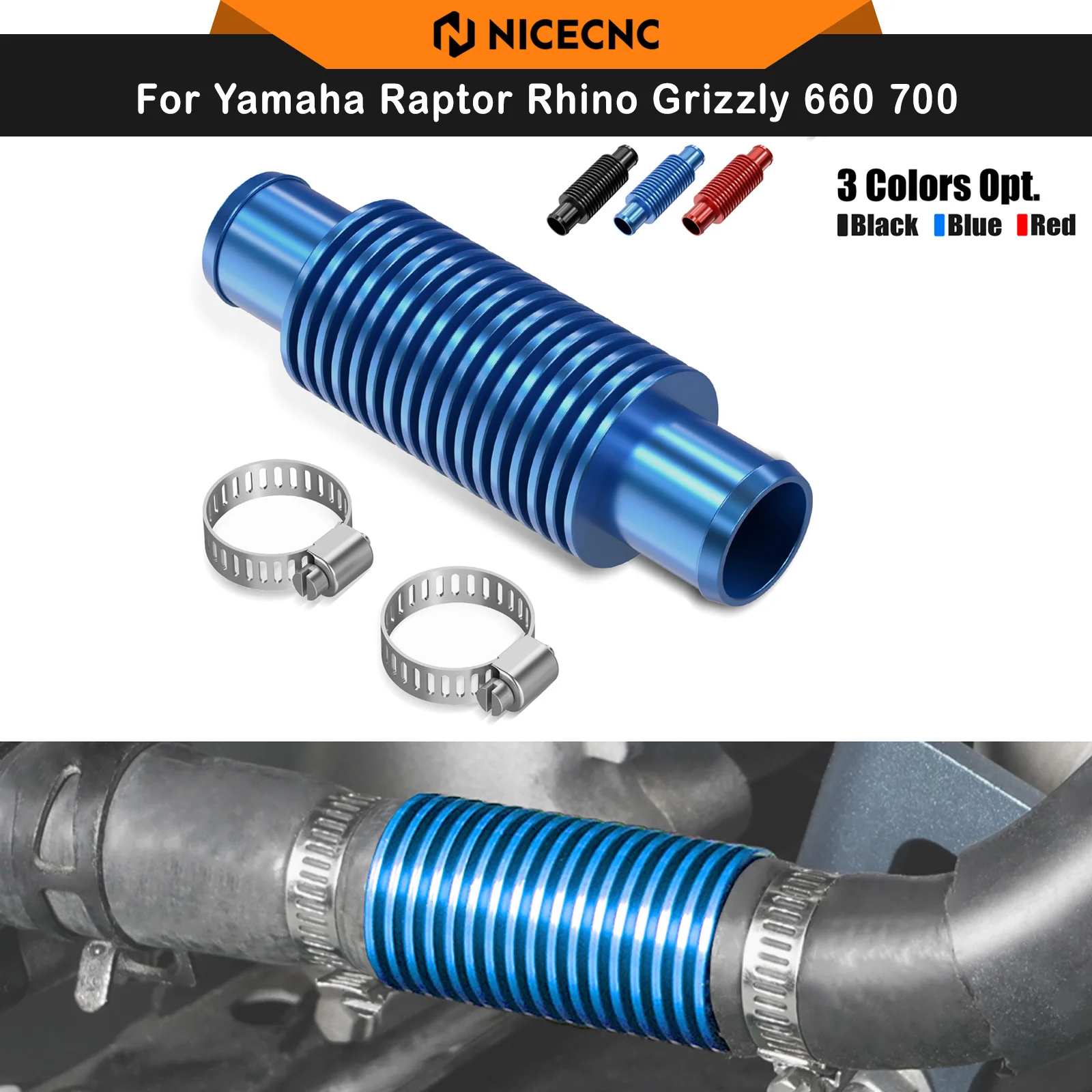 Nicecnc em linha super refrigerador de água para yamaha raptor 700 rinoceronte grizzly 600 blaster 200 banshee 350 yfz450 trx450 universal atv
