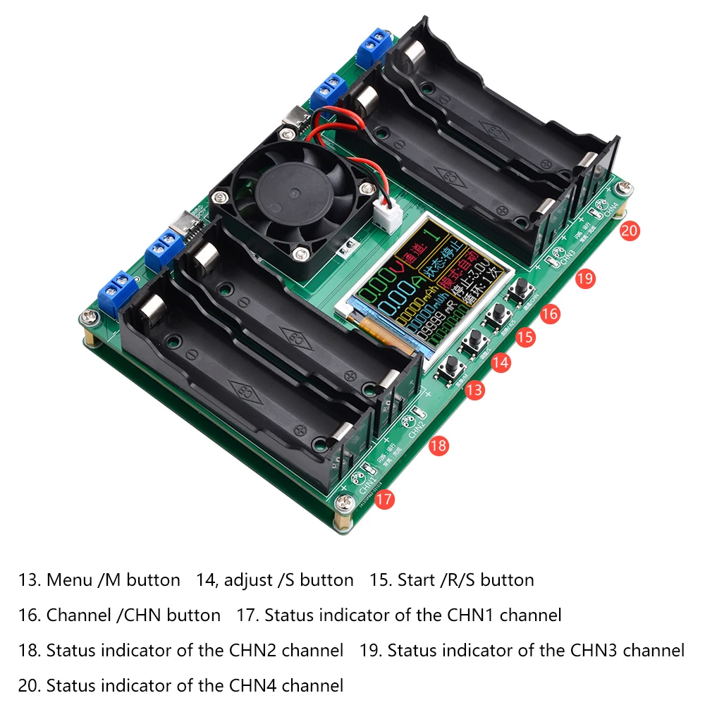 4-channel 18650 battery capacity internal resistance tester Automatic charging and discharging module internal resistance tester