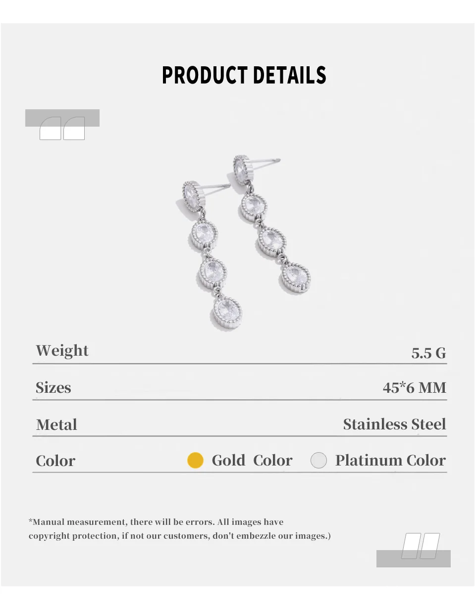 NiNice Earrings for Women Carefully Selected Jewelry Stainless Steel Cubic Zirconia Pendant Elegant Design Gift New