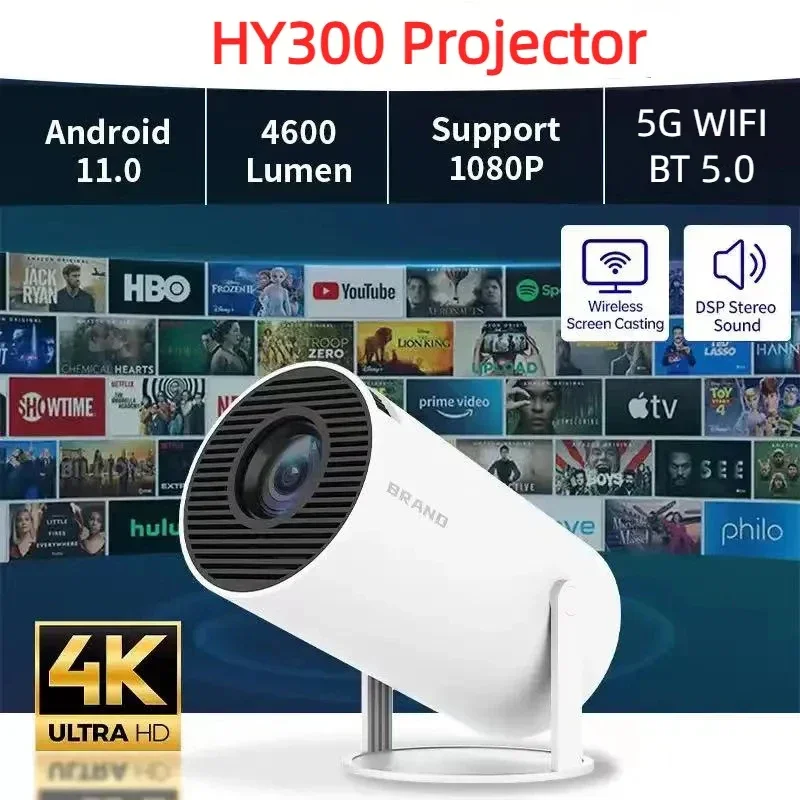 4K Video Projector Smart for SAMSUNG Android 11 WiFi 200ANSI BT5.0 1280*720P HY300 for XiaoMi Outdoor Home Theater