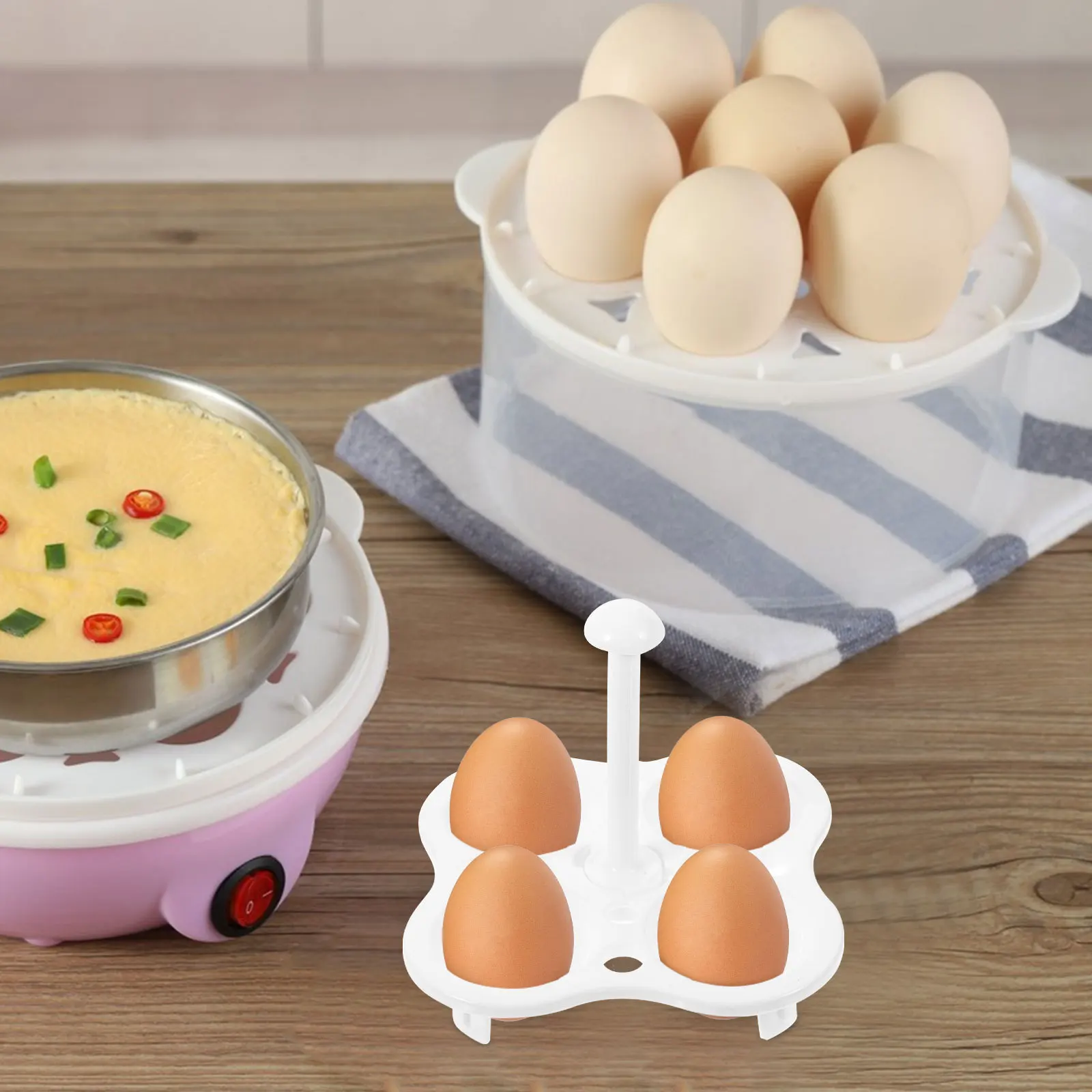 

2pcs Steamed Egg Rack Plastic 4-Grid Steam Rack For Eggs Vegetables Crabs Heat-Resistant Kitchen Steamer Tool Egg Holder
