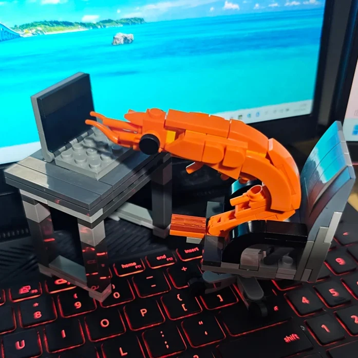 MOC Baustein-Garnelen-Modell-Figuren, Puzzle-Montage, Zufällige Mischung für Jungen und Mädchen, Kreative Parodien von Internet-Prominenten