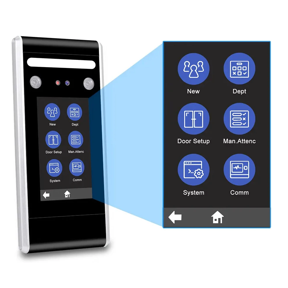 4.3 인치 TCP/IP/USB 얼굴 액세스 제어 기계 동적 얼굴 인식 적외선 얼굴 감지 액세스 제어 키보드 사무실