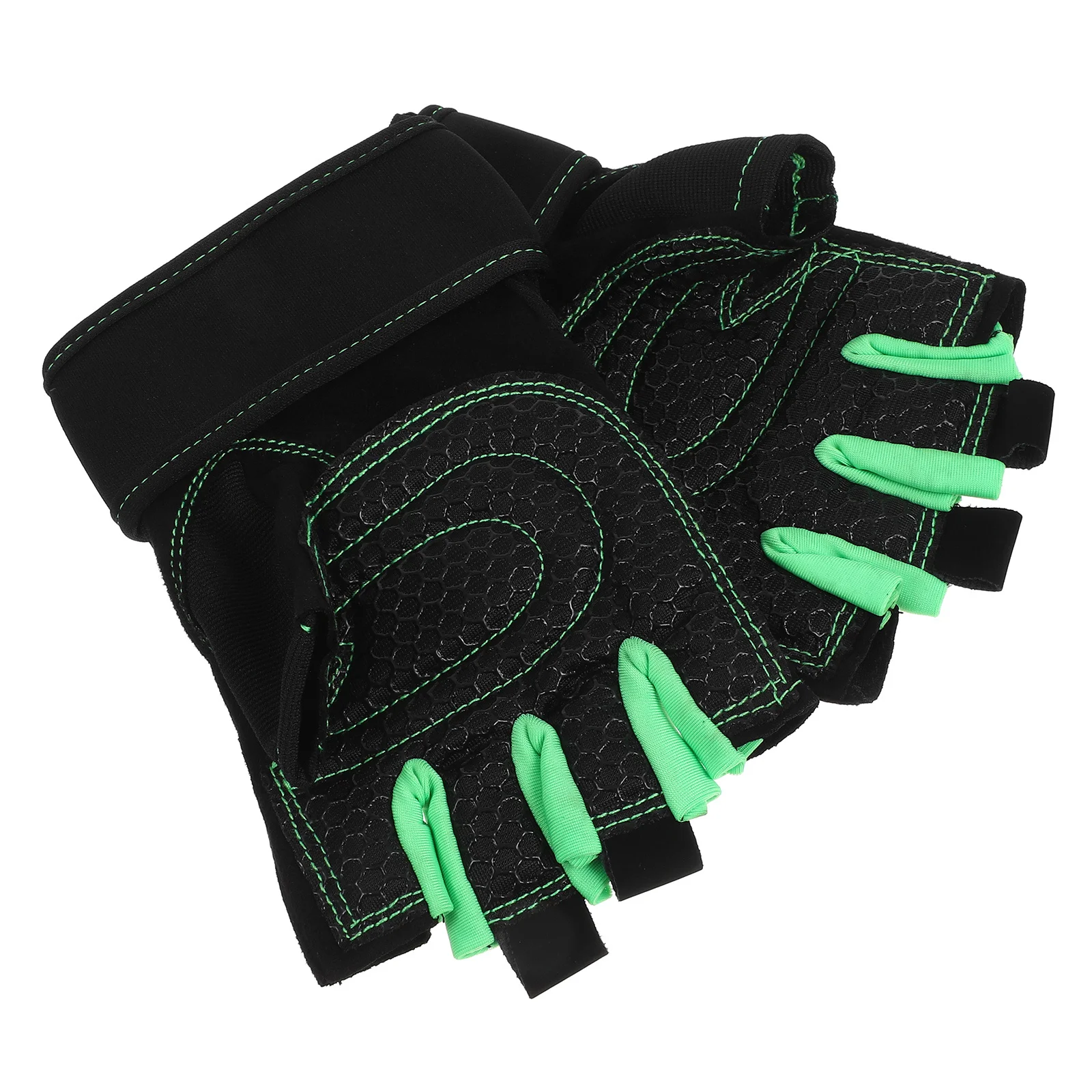 

1 Pair Half-Finger Gloves Light Green Black Xl Size Comfortable Breathable Fitness Riding Climbing Weightlifting Anti-Slip