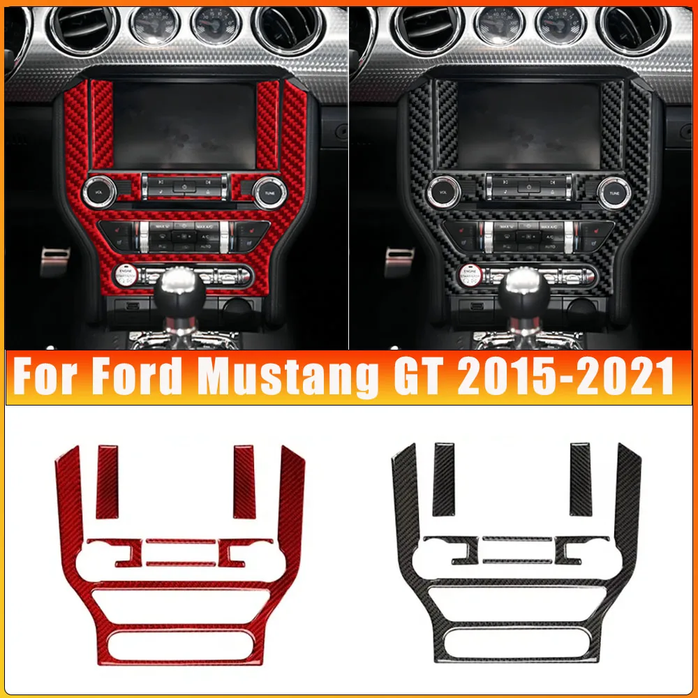 

Углеродное волокно, внутренняя автомобильная GPS-навигационная отделка для Ford Mustang GT 2015-2021, рамка, мультимедийная консоль, декоративная наклейка, наклейка
