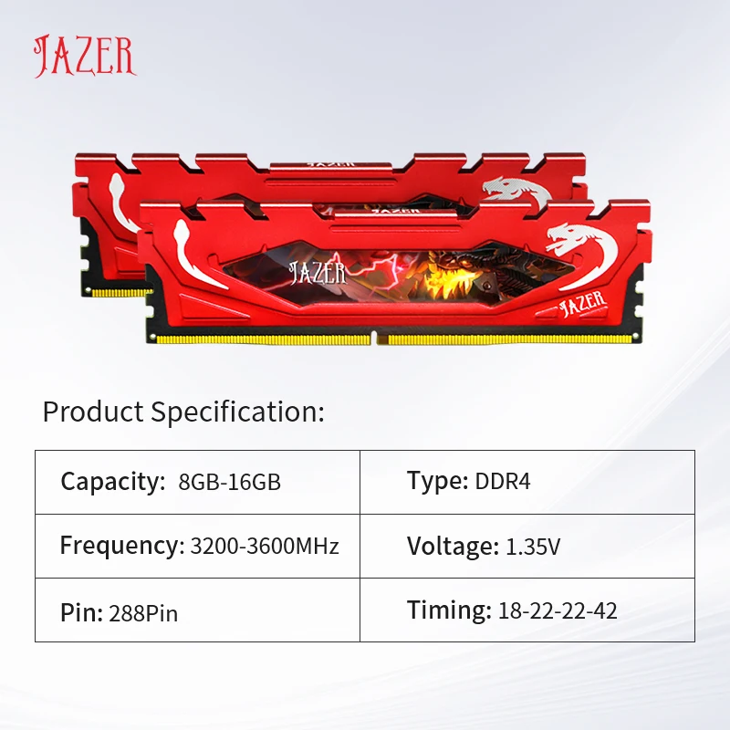 Pamięć RAM JAZER DDR4 16GB 8GB 32GB 3200MHz PC4 do komputerów stacjonarnych, pamięć do gier, obsługa płyt głównych, pamięć DDR4