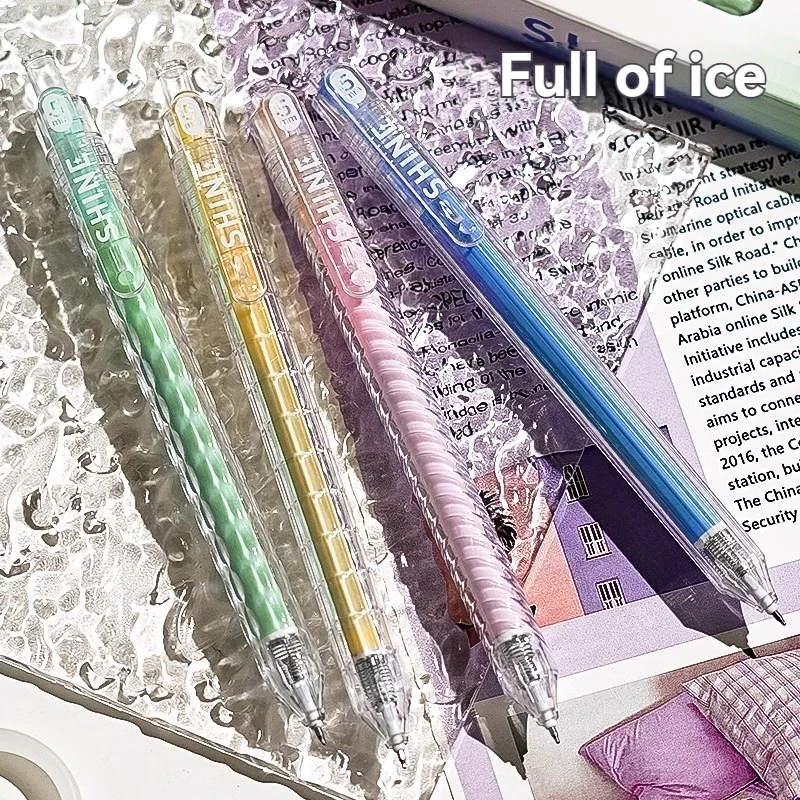 4PC Gel Pen Press Neutral Pen Chasing Light Imprint Transparent High Appearance Student Brushing Test Pen Fast Drying Powerful W
