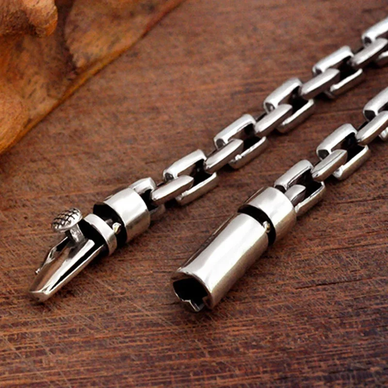 QN Silver Color European and American Fashion Personality Bracelet Trendy Men\'s Buckle Simple Wild Retro Couple Jewelry
