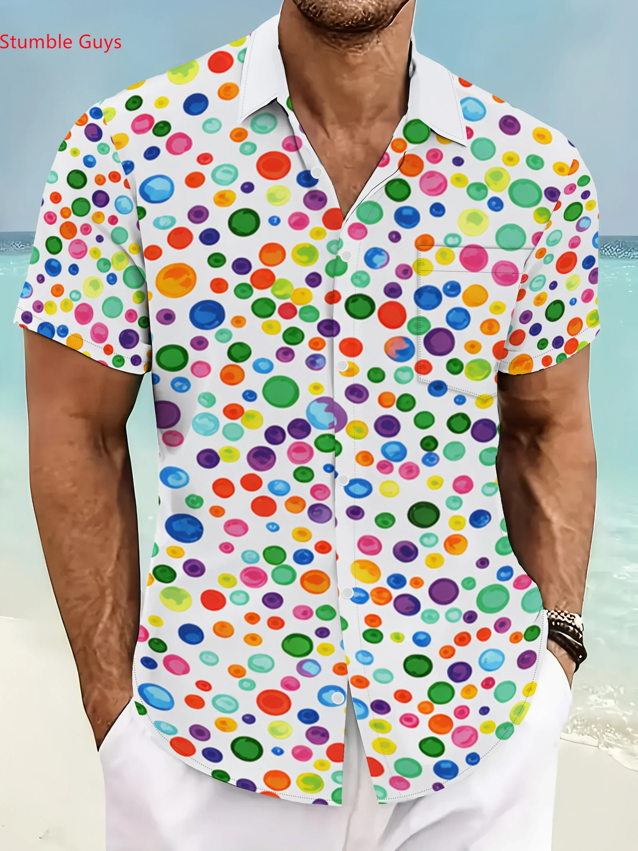Summer Breathable Hawaiian Shirt For Men Casual Man Short Sleeve Fashion Print Lightweight Beach Vacation Party Shirts