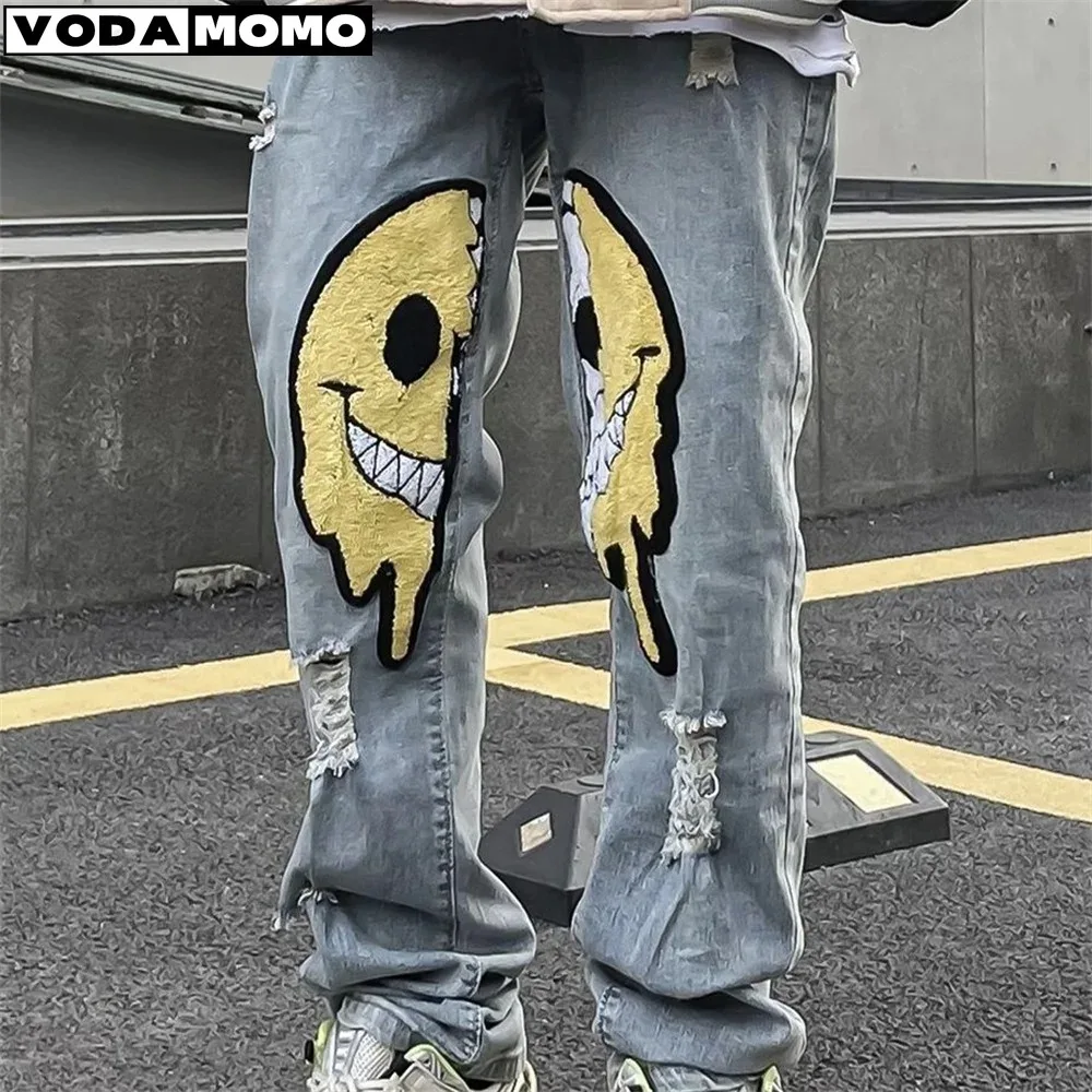 

Jeans Men Denim Pant Woman Man Straight Patchwork Baggy boyfriend y2k Punk Kpop Harajuku Streetwear Hip Hop cargo jeans pants