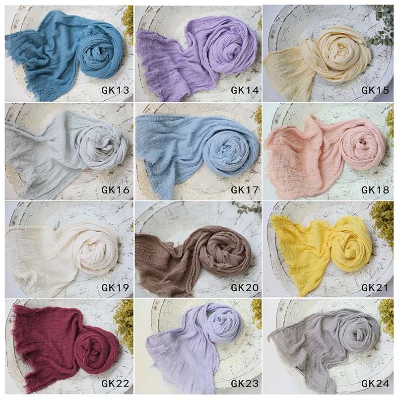 Seersucker Wrap Newborn Photography Props Soft Cotton Gauze Baby Swaddle Blanket Infant Studio Photo Basket Backdrop Accessories