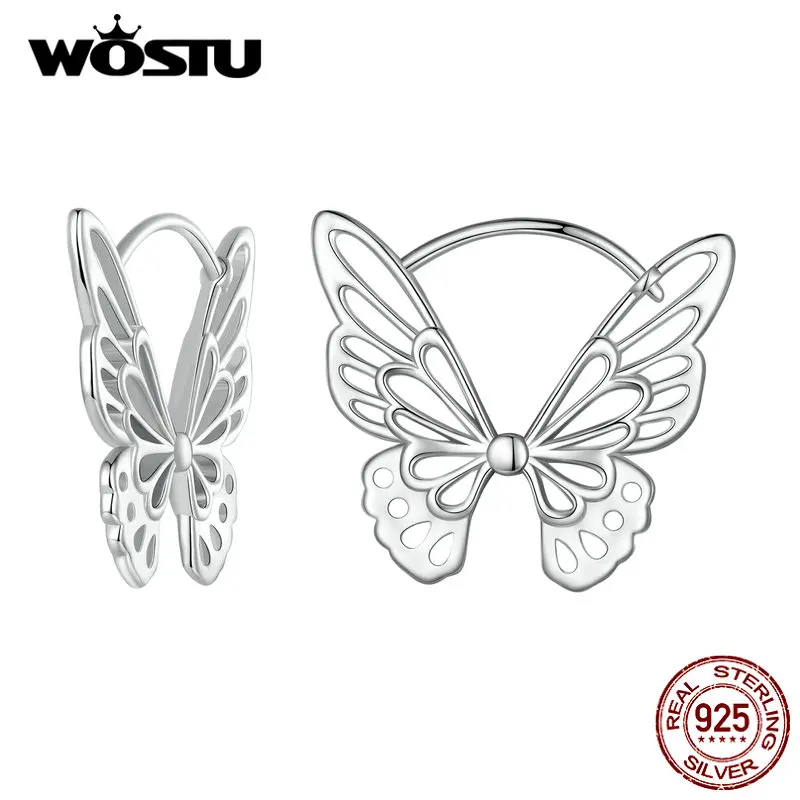 WOSTU 925 Sterling Silver Huge Butterfly Hollow Dangle Drop Earrings Women Statement Valentine's Gift Mother's Day Fine Jewelry