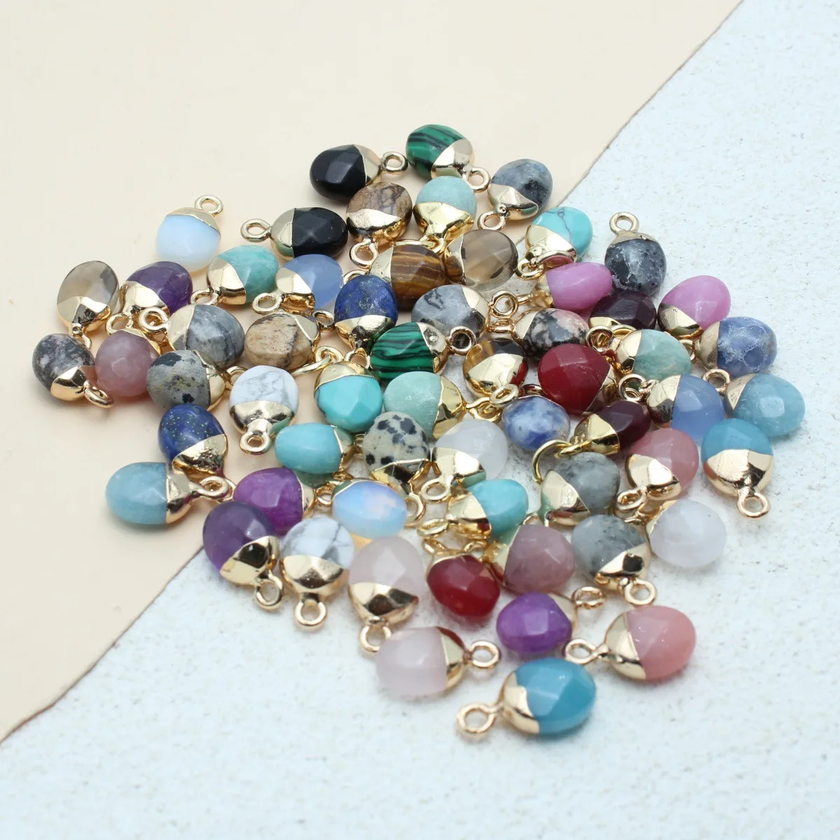 8X14mm natural semi-precious stone denier section small pendant, bracelet necklace jewelry DIY accessories