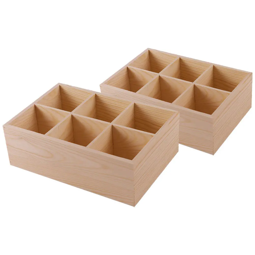 

2Pcs Wood Pencil Holder Desk Organizer with 6 Sections for Artists Students Teachers Marker Watercolor Pen Crayon Storage