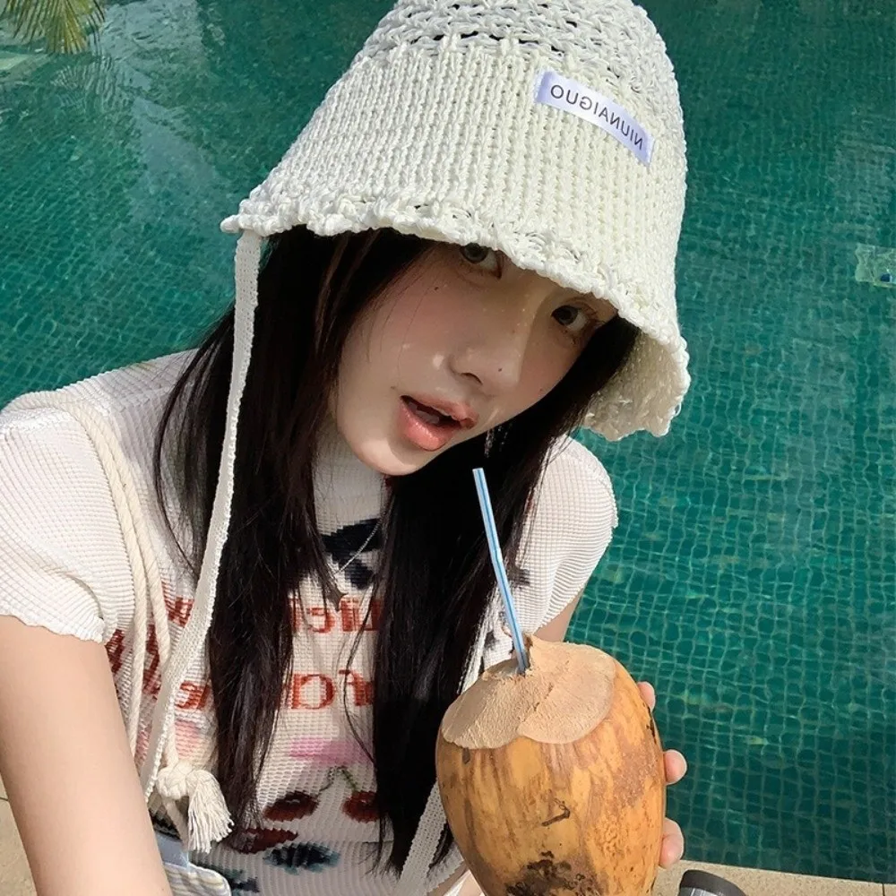 Hollowed Out Sun Protection Basin Hat Single-Layer Light Breathable Fisherman's Hat Adjustable Headband Soft Breathable Sun Hat