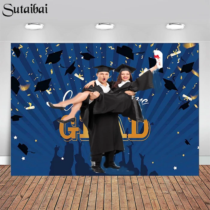 

Золотые и королевские синие поздравления градиент фото фон 2022 школа поздравления выпусквечерние вечеринки праздники фон для съемки