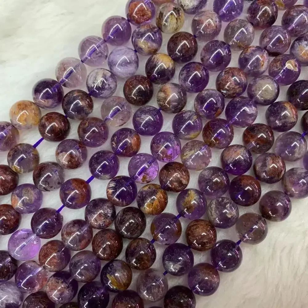 

Cacoxenite Amethyst / Purple Rutilated Quartz Stone Beads Natural Gemstone Beads Diy Loose Beads for Jewelry Making Strand