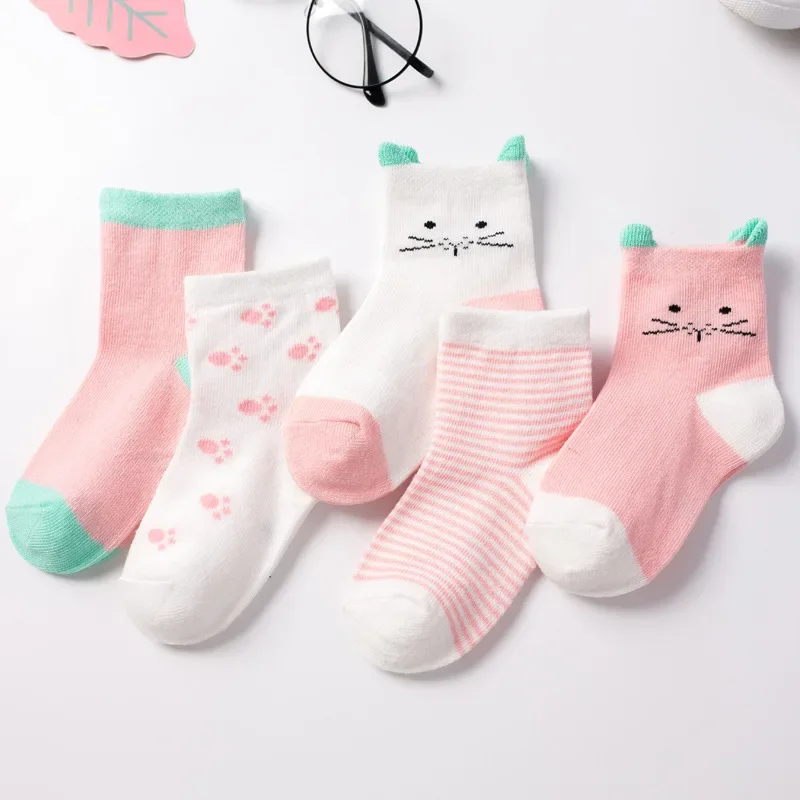 5Pairs/Set Children Socks Kids Summer Cotton Sock Cartoon Animal Girls Boys Socks Toddler Breathable sock Christmas Gift