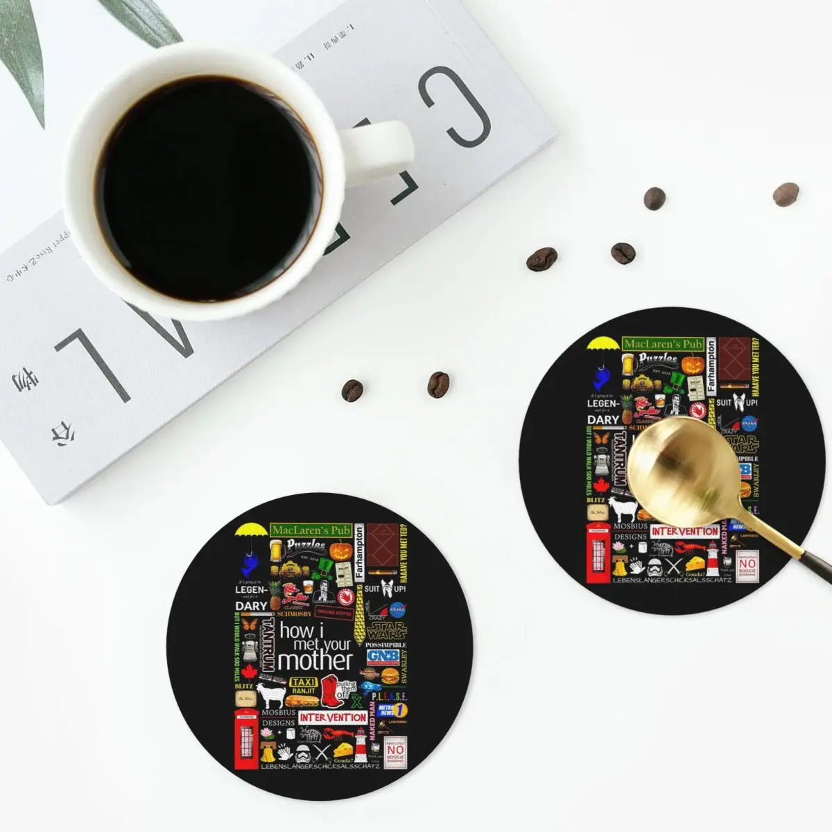 How I Met Your Mother Coasters PVC Leather Placemats Non-slip Coffee Mats for Home Kitchen Dining Pads Set of 6