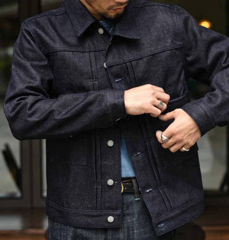 Sauce Zhan 530XX  Jean Jacket Men Colored Cotton and Linen Men Jacket Selvedge Denim Jacket Vintage 16.5 Oz