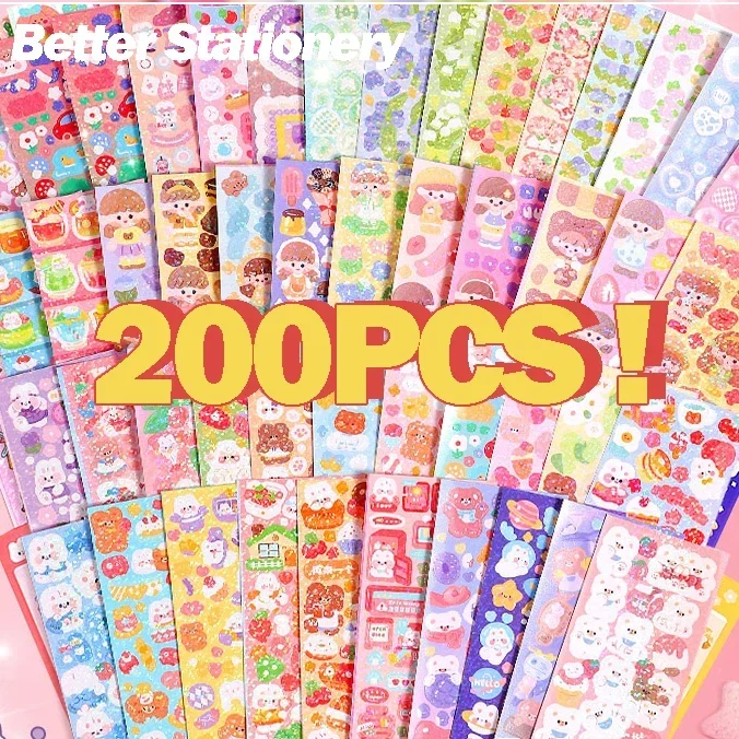 20-200PCS  Kawaii Stickers for Kids Cute Set Pack DIY Material Decoration Sticker Laser Laptop Scrapbook Sticker