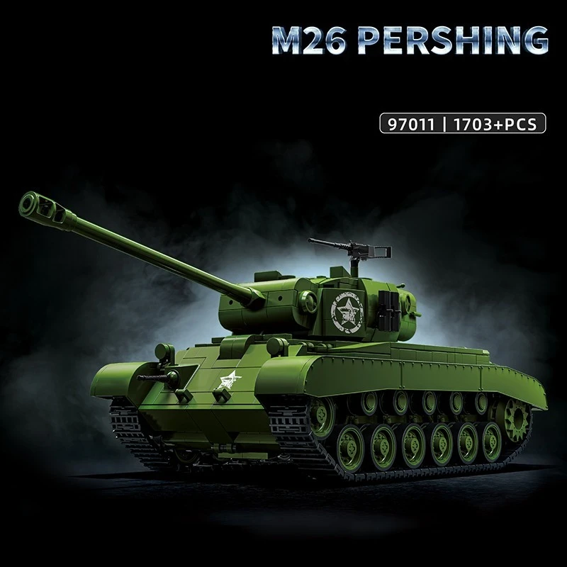 NEW Classic Military Tank Building Blocks M26 Pershing Armored Car Tank Model Bricks Toys Sets Ornaments Creative Toys For Gifts