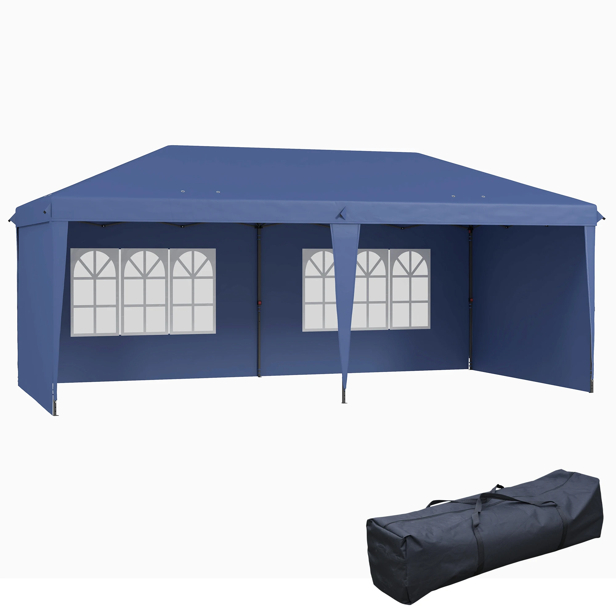 

Палатка-шатер 10' x 20' с 4 боковыми стенками, быстросборная беседка с сумкой для переноски для сада, патио, синяя