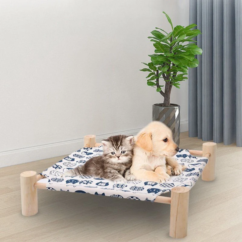 

Pet Cot Bed For Cat Dog Portable Elevated Summer Breathable Detachable Raised Kitty Puppy Nest Bed Durable Canvas