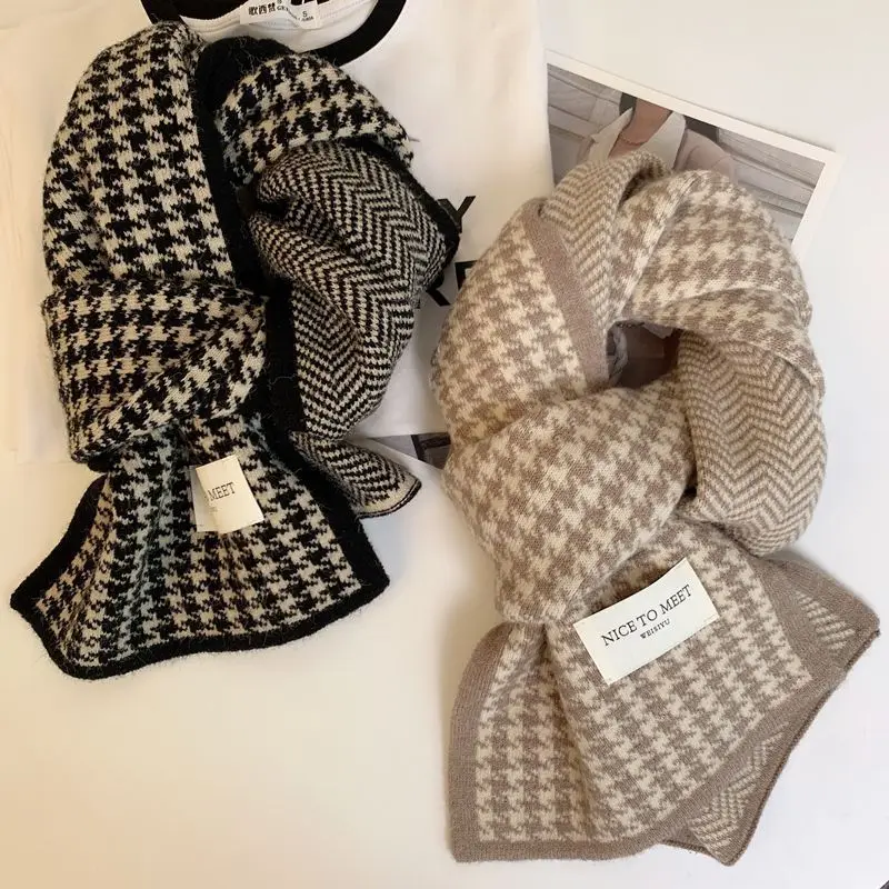 Scarf female winter new Korean version of the atmosphere sense of double-sided students cute warm thickened knitting senior sens