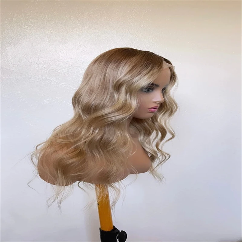 Peluca de cabello humano ondulado para mujer, postizo de encaje Frontal, 13x4, 13x6, HD, 22 pulgadas, color rubio ceniza