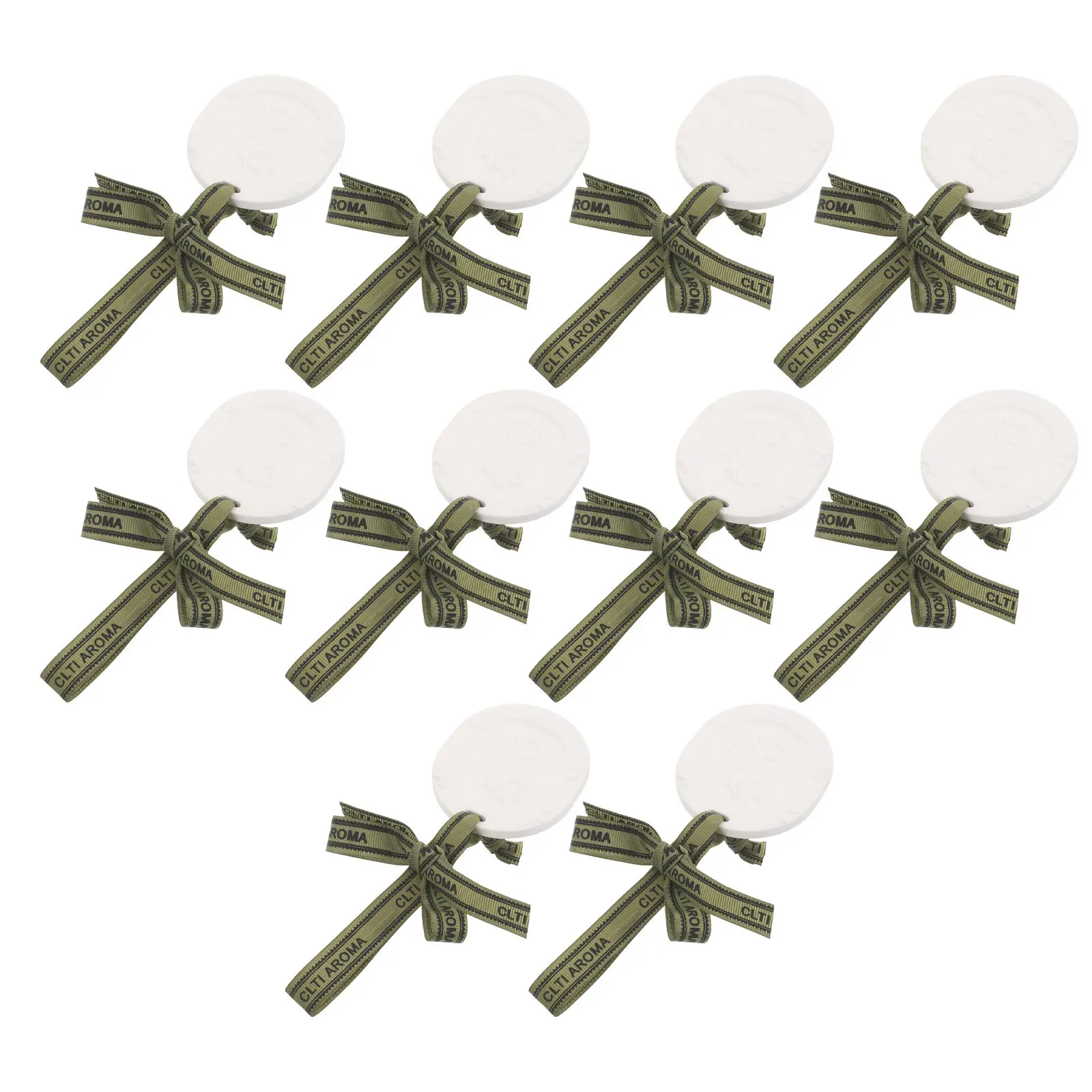 

10Pcs Car Essential Oil Diffuser Plaster Clay Hanging Fragrance Discs Ribbon Passive Diffuser for Auto Wardrobe Freshener