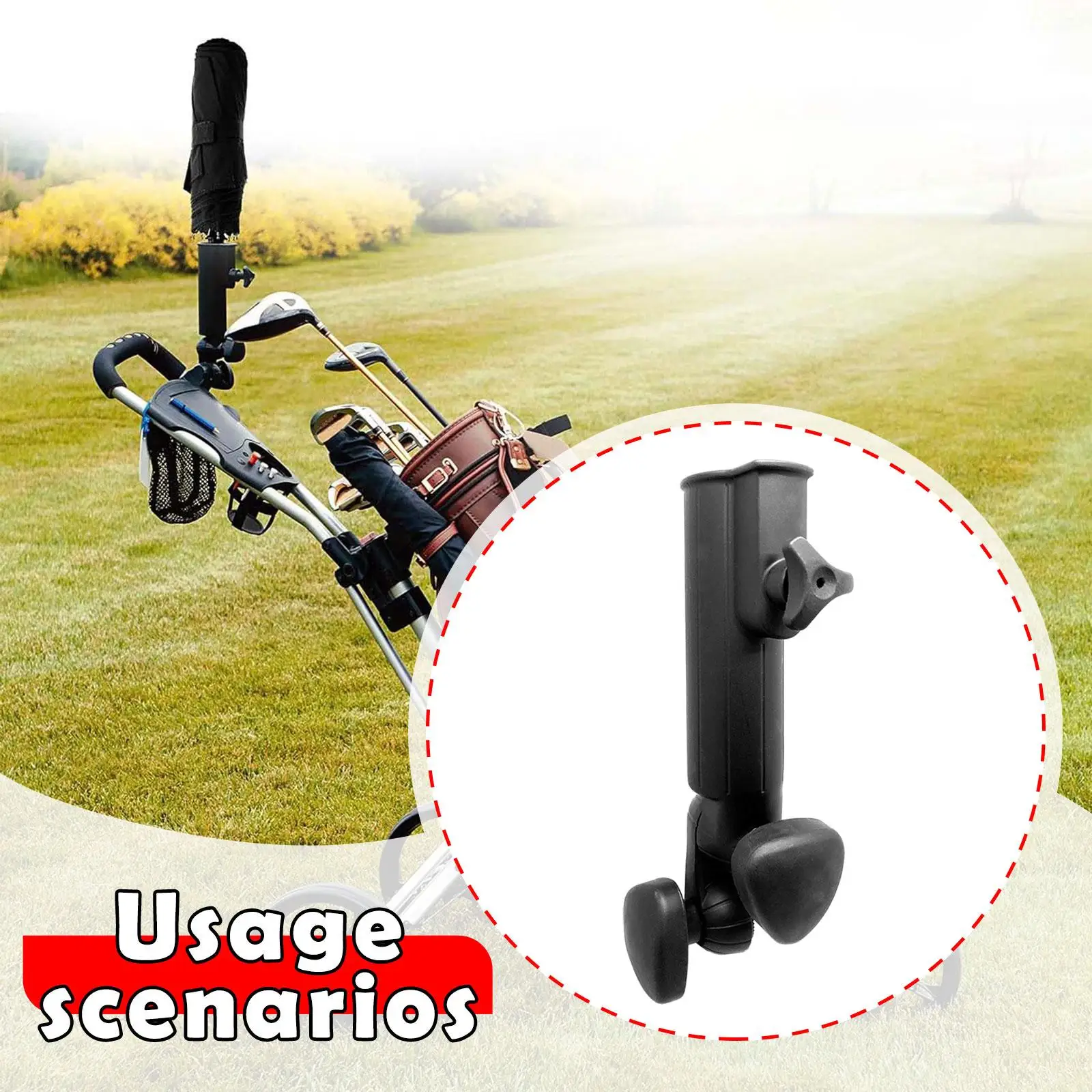 Golf Push Cart Umbrella Holder Trolley Attachment Golf Equipment Adjustable Angle Clamp for Trolley Cart Bike Beach Chair Buggy