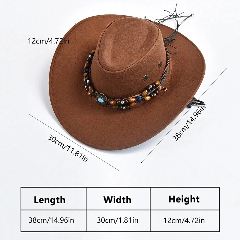 Western Cowboy Hat Lightweight Wide Brim Cowboy Hat Vintage Cowboy Hat Wear-Resistant For Theme Parties Farm Labor Cosplay