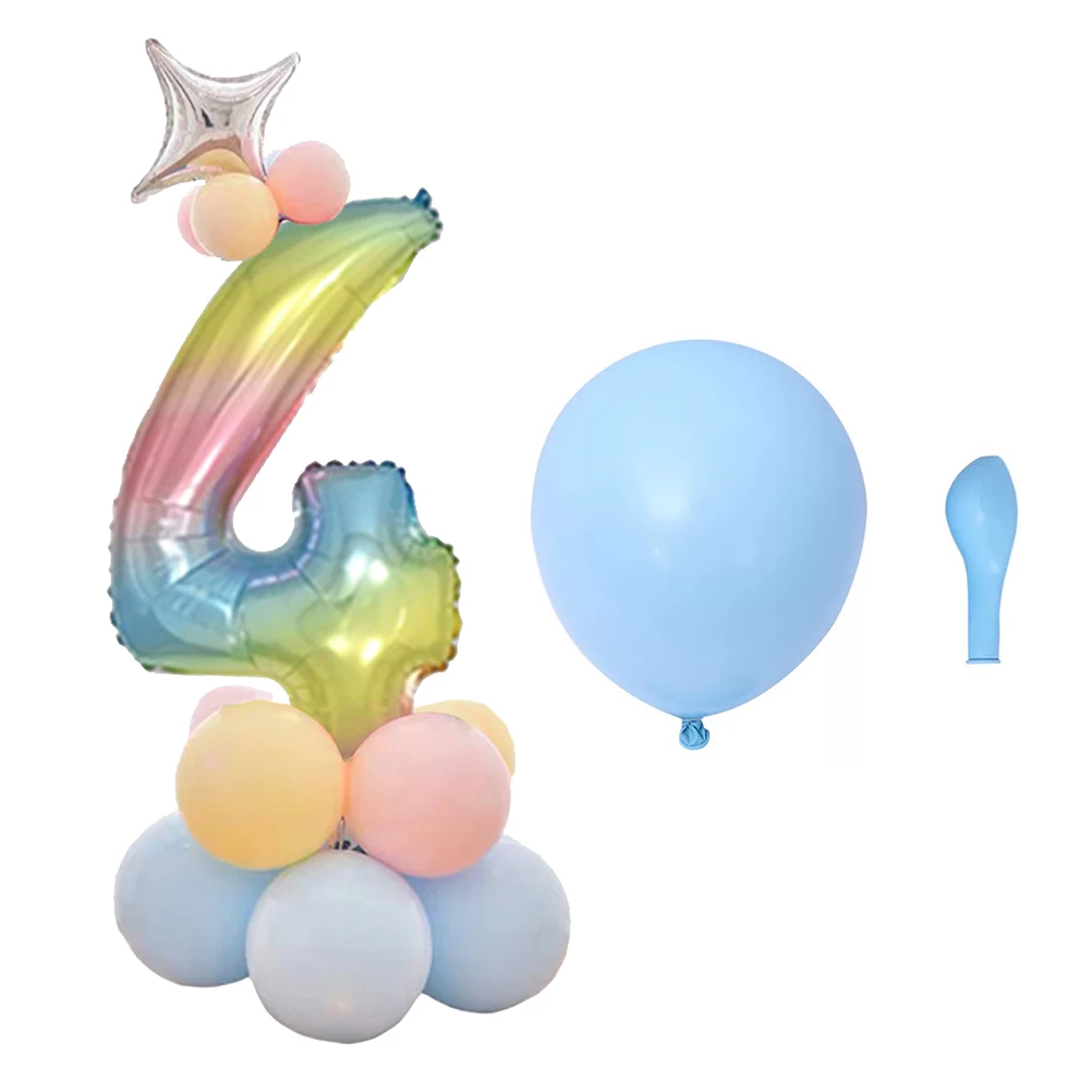 

25 Pcs Silver Number Balloons Decoration Aluminum Foil Gradient Digital Kit Column Shaped