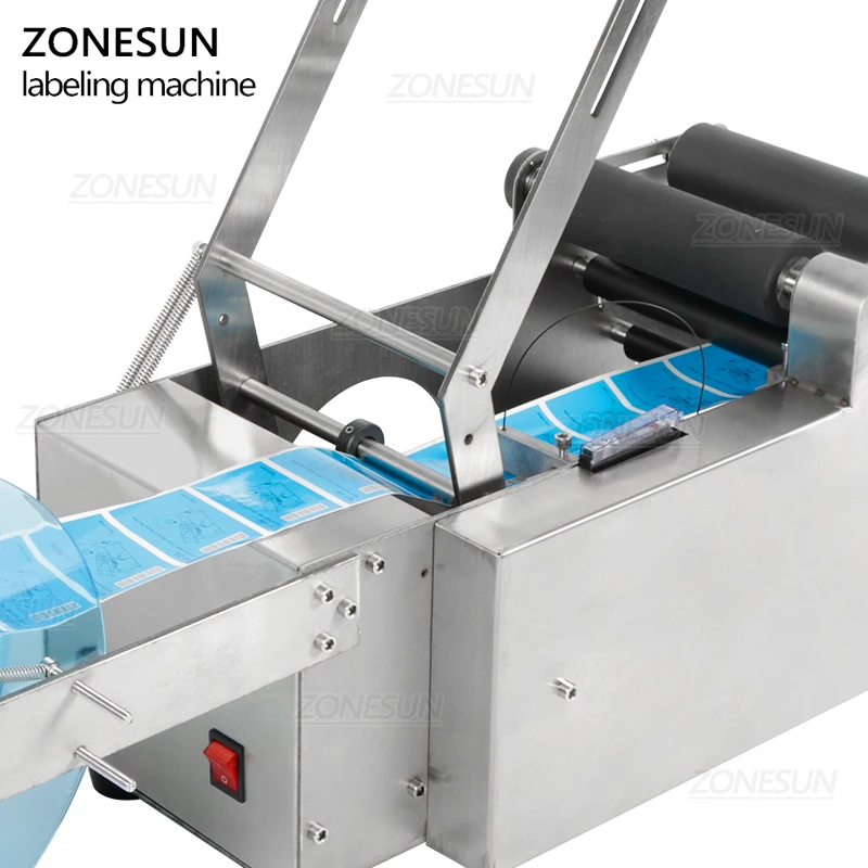 ZONESUN MT-50 Semi Automatic Glass Ampoule Vial Tin Can Plastic Round Bottle Labeling Machine Sticker Packaging Label Applicator