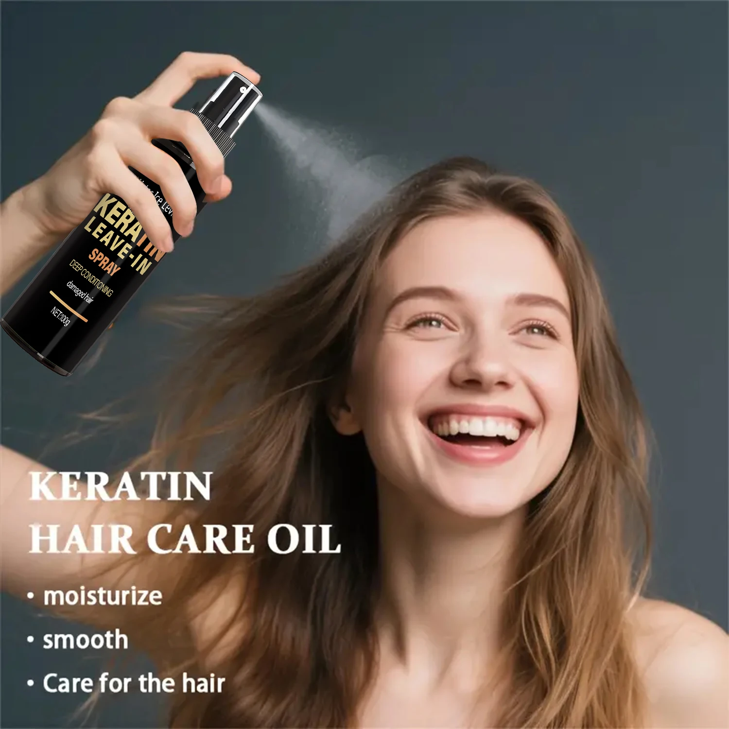 Keratin & Biotin Leave-In Spray 100g, Deep Conditioning Treatment for Damaged Hair, with Rice Amino Acids, Fast Shipping - view 5