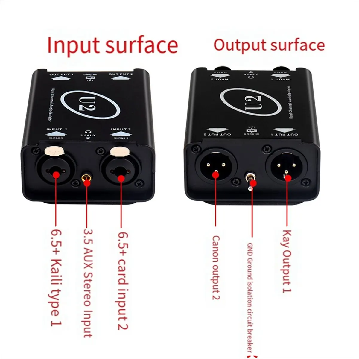 New U2 Audio Isolator 3.5 to XLR Dual Channel Current Sound Isolator Eliminates Current Sound