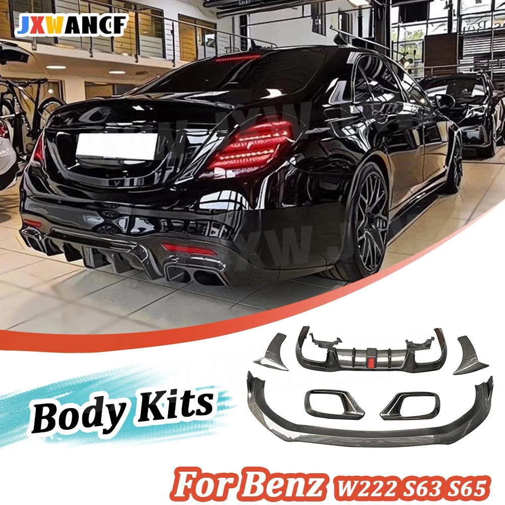 

JXWANCF Carbon Fiber Front Bumper Air Vent Trim Fender Cover Rear Diffuser Lip Spoiler For Benz W222 S63 S65 Kits