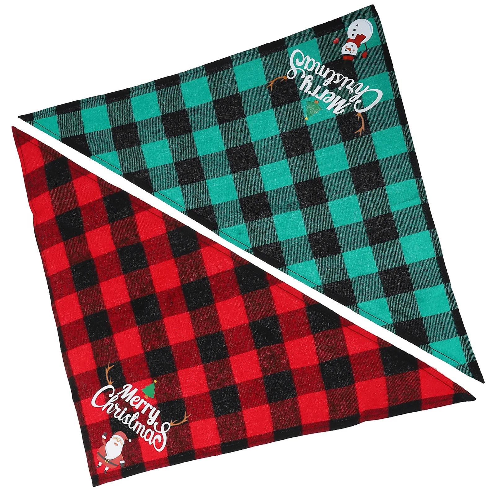 

2Pcs Dog Christmas Scarves Plaid Pet Triangle Bibs Festive Xmas Holiday Wear Photo Props Dog Christmas Scarves