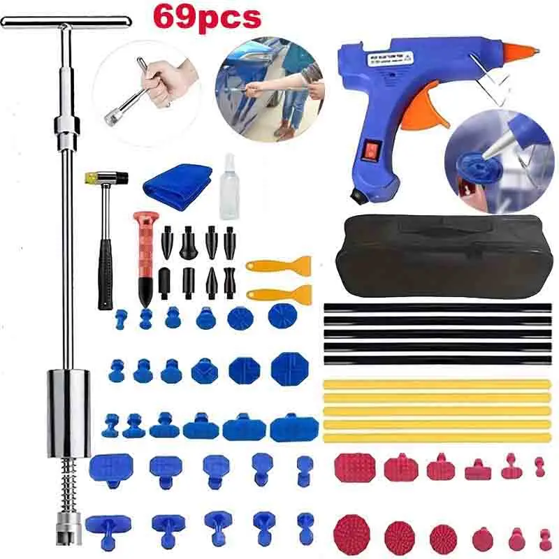 

Комплект для ремонта вмятин без покраски кузова, скользящий молоток, съемник Т-образного стержня, золотой подъемник, инструменты для удаления вмятин для автомобилей, грузовиков