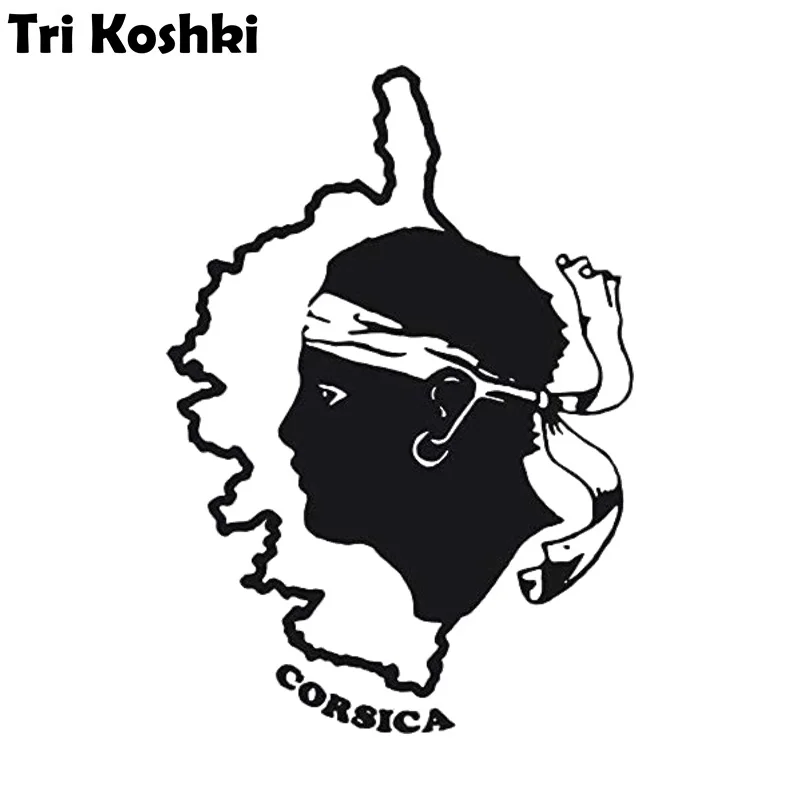 Tri Koshki H1490 Corsica Beauty Island Moorish Head Map Car Sticker Vinyl Decals Sticker on Car Motorcycle Truck Bumper Laptop