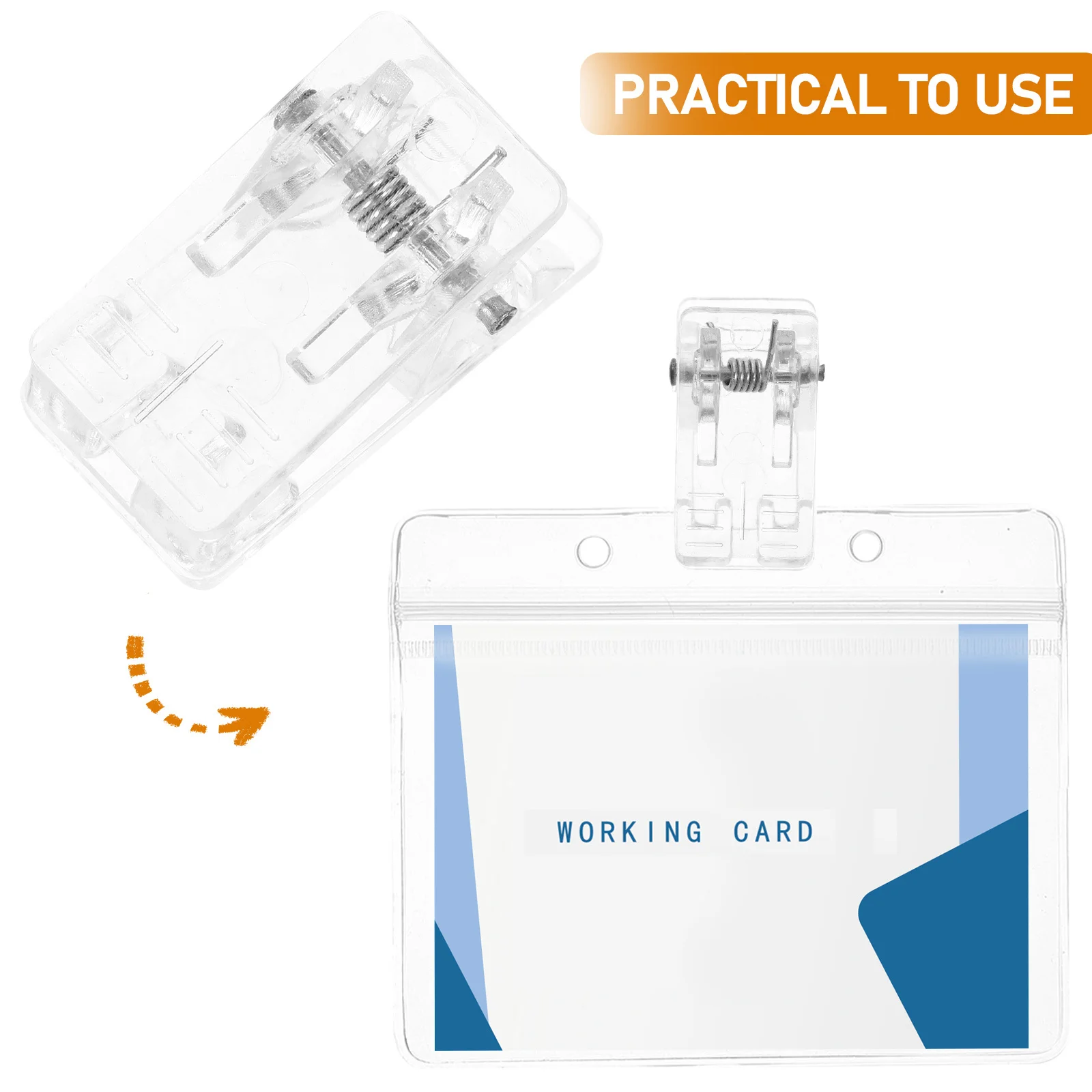 

50pcs Transparent Spring Badge Holders For Id Card Name Tag Clip Small Plastic Clamps Office School Event File Clips Wall