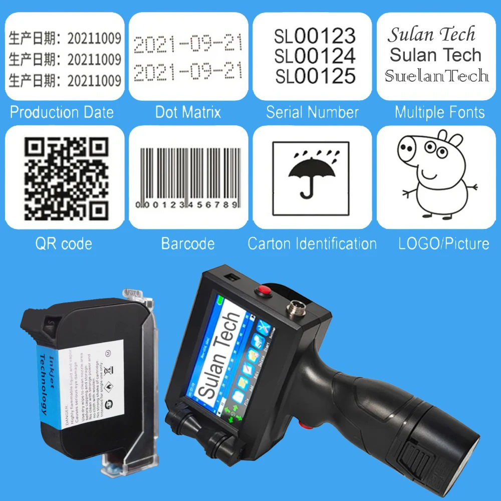 Impressora Digital Térmica para QR Bar, Código do Lote, Data Expiração Etiqueta Impressão