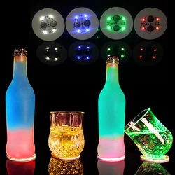 Mini Glow Coaster LED Bottle Light Stickers Battery Powered Bar Party Christmas wedding holiday decorations night light