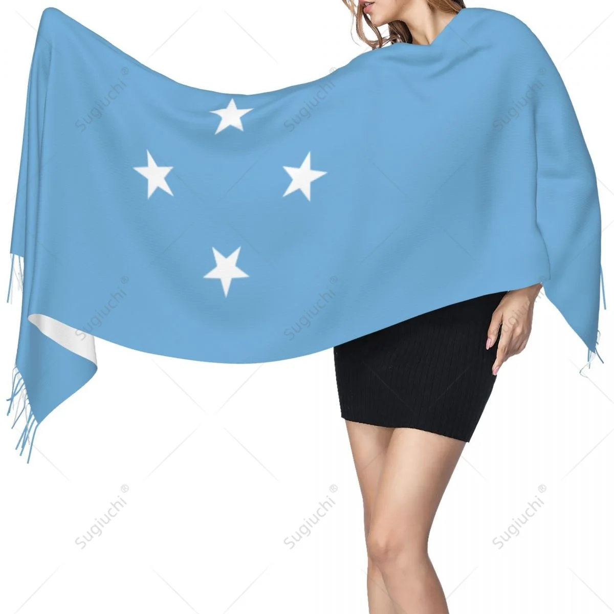 Federated States Of Micronesia Flag Scarf Pashmina Warm Scarves Shawl Wrap Hijab Spring Winter Multifunction Unisex