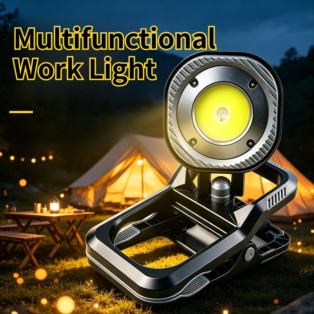 COB Clip‑on Magnetic Work Light 360°Rotatable Super Bright Multifunctional Outdoor Inspection Torch for Auto Repair Outdoor Use