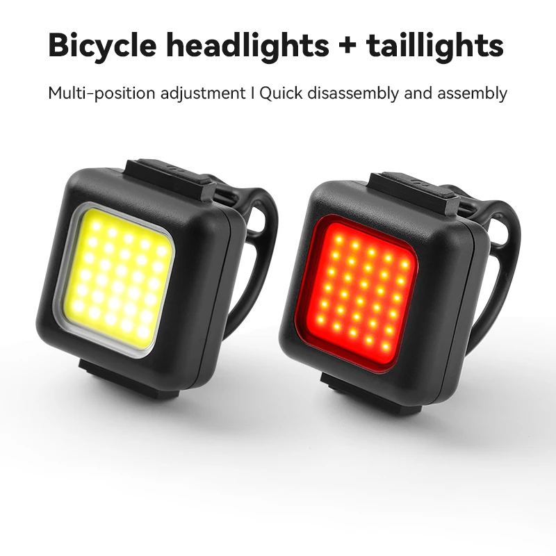 1 set Bicycle Front Rear Mini LED Light Set USB Rechargeable Cycling Headlight Taillight Light COB Lamp Waterproof eBike Lamp