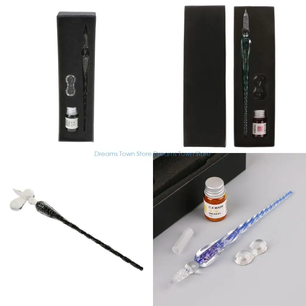 

HX6A Luminous Glass Dip Fountain Pen Business Gift Office Supplies Call