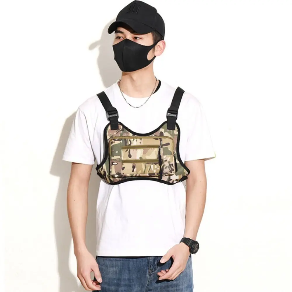 New Multi-functional Sports Vest Bag Water Resistant Outdoor Travel Bag Digital Camouflage Cycle Molle Chest Bag