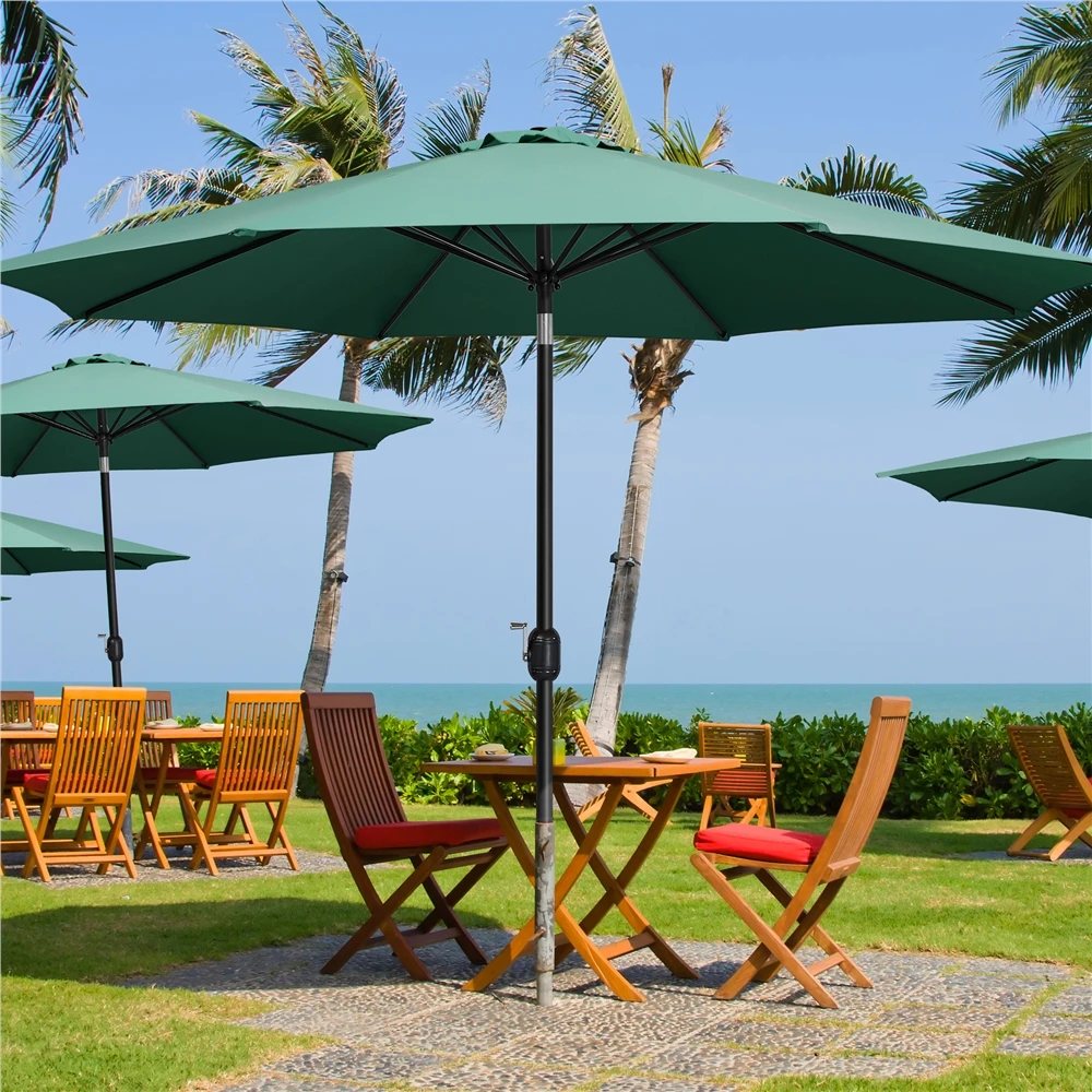 

Dark Green Round Patio Umbrella with Tilt Mechanism